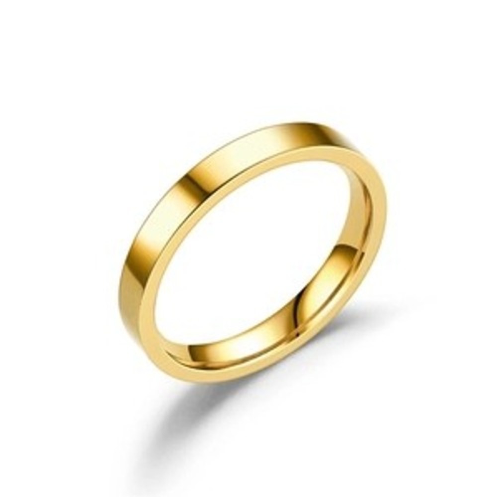 Gold Stainless Steel Flat Band Ring Size 5 Minimalist Stackable 3mm Wedding Band